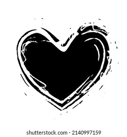 Grunge heart shape. Hand drawn vector hearts. Artistic design illustration.