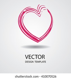 Grunge Heart Shape Logo Icon. Tag Shape. Valentines Day Icon.