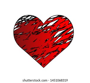 "Grunge heart shape vector design on white background.Graphic design in the concept of love.Vector love symbol for Valentine's Day.Vector illustration."