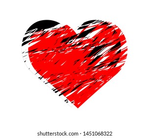 "Grunge heart shape vector design on white background.Graphic design in the concept of love.Vector love symbol for Valentine's Day.Vector illustration."