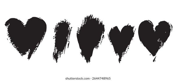 Grunge Heart Shapes Free Black and White Texture Images.