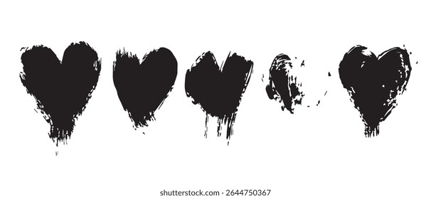 Grunge Heart Shapes Free Black and White Love Clipart.