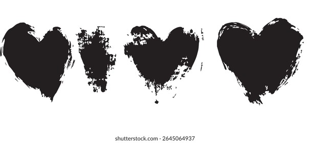 Grunge Heart Shapes Free Black and White Texture Images.