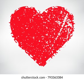 Grunge heart shape.Vector heart for Valentines day.Romantic love symbol.