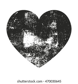 Grunge heart silhouette vector illustration. Rubber Stamp Texture .