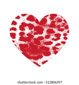 Grunge heart silhouette vector illustration with leopard fur texture. vector illustration for valentines day.