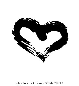 Grunge heart symbol hand painted with brush