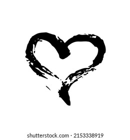 Grunge heart symbol hand painted with brush