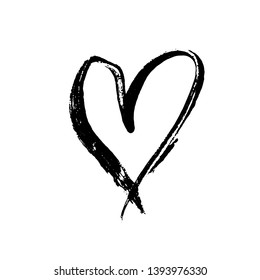 Grunge heart. Valentine day print. Vector illustration.