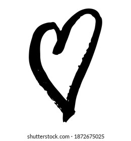 Grunge heart. Valentine day print. Vector illustration.