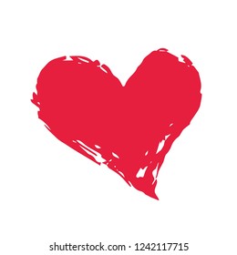 Grunge heart Valentine's Day, symbol hand painted with brush and ink, isolated on white background. Vector illustration.