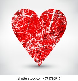 Grunge heart for Valentines day.Romantic love symbol.Vector illustration.