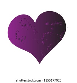Grunge Heart Vector Illustration. Magic Stylish Lilac Heart. Gradient Shape Isolated