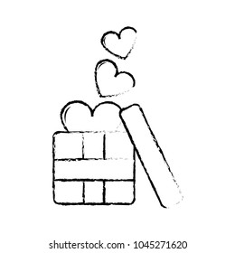 grunge hearts design inside present gift box