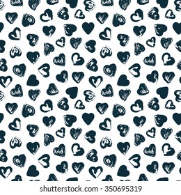 Grunge Hearts seamless pattern. Love. Valentine's Day background.