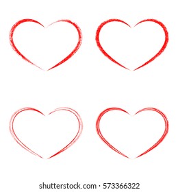 Grunge hearts set.
