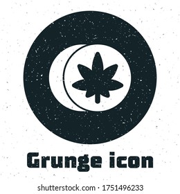 Grunge Herbal ecstasy tablets icon isolated on white background. Monochrome vintage drawing. Vector Illustration
