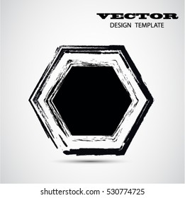 Grunge Hexagon Shape.