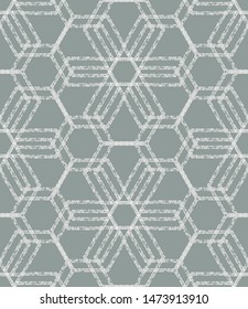 Grunge Hexagon Textured Abstract Geometric Seamless Repeat Vector Pattern Swatch.    Great for home decor, fashion, stationary.  Random dot textured lines.