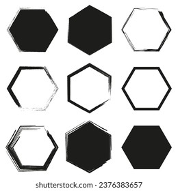 Grunge hexagon. Vector illustration. EPS 10.