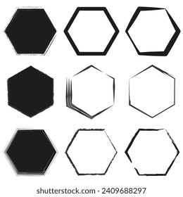 Grunge hexagon. Vector illustration. EPS 10.