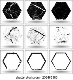 Grunge hexagons