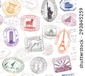 Grunge hi quality vector seamless texture pattern with monuments ad famous landmarks from all over the world