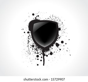 Grunge & hi tech vector shield.