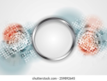 Grunge hi-tech abstract background with metal circle. Vector design