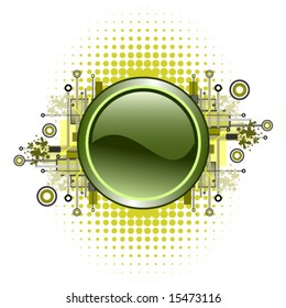 Grunge & hi-tech vector button.