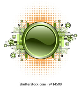 Grunge & hi-tech vector button.