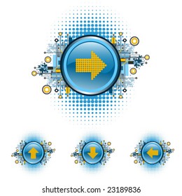 Grunge & hi-tech vector navigation buttons wor web.