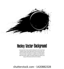 Grunge hockey background. Abstract hockey puck made from blots. Hockey design pattern. Vector illustration