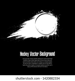 Grunge hockey background. Abstract hockey puck made from blots. Hockey design pattern. Vector illustration