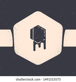 Grunge Honeycomb icon isolated on grey background. Honey cells symbol. Sweet natural food. Monochrome vintage drawing. Vector Illustration