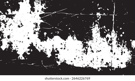 Grunge Horizontal Paint Splatter Textura, Preto e Branco Angustiado Fundo abstrato para Urbano e Design Artístico