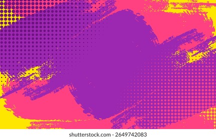 Grunge horizontal textured background with halftone effect, perfect for bold posters, or digital art. Vibrant abstract design for creative use