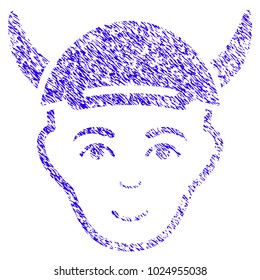 Grunge Horned Boy Head rubber seal stamp watermark. Icon symbol with grunge design and dirty texture. Unclean vector blue emblem horned boy head.