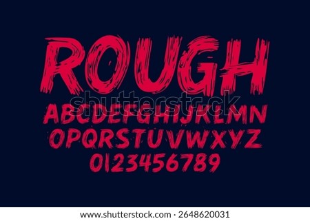 Grunge Horror Font. Hand Made Brush Typeface. Vector Stock Illustration. Brush stroke Alphabet. Typography for scary headlines and horror movie scenarios.