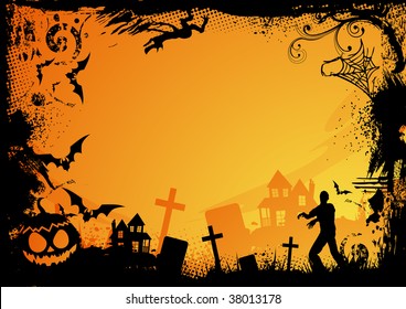 Grunge Horror Frame for halloween. Vector illustration.