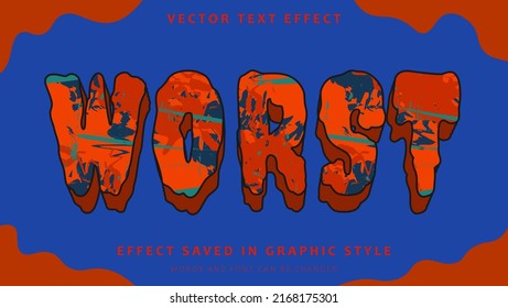 Grunge Horror Word Worst Editable Text Effect Design Template. Effect Saved In Graphic Style