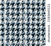 Grunge houndstooth tartan plaid wallpaper abstract vector seamless pattern 