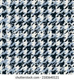 Grunge houndstooth tartan plaid wallpaper abstract vector seamless pattern 