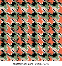 Grunge houndstooth tartan wallpaper abstract vector seamless pattern