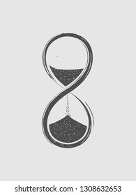 grunge hourglass, gray infinity symbol