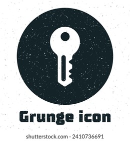 Grunge House key icon isolated on white background. Monochrome vintage drawing. Vector