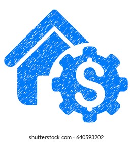 Grunge House Rent Options icon with grunge design and dirty texture. Unclean vector blue pictogram for rubber seal stamp imitations and watermarks. Draft sign symbol.