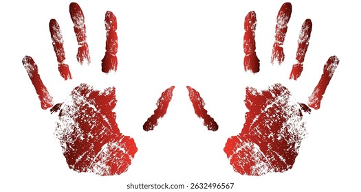 Ilustración vectorial de símbolos de impresión de manos humanas Grunge.