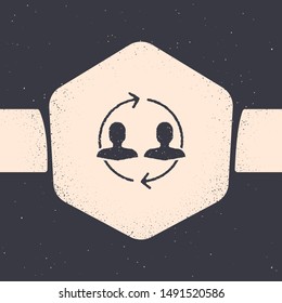 Grunge Human resources icon isolated on grey background. Concept of human resources management, professional staff research, head hunter job. Monochrome vintage drawing. Vector Illustration