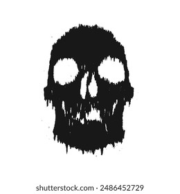Grunge human skull with distressed effect Illustration. Silhouette skull vector. Isolated on white background.